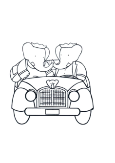 The King And Queen In A Car Tv Character Kids Coloring Pages, Free Vectors File